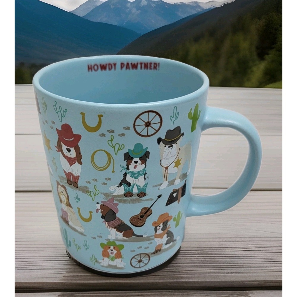 Western Cowboy Dogs All Over Print "HOWDY PARTNER" By Fig & Fern Ceramic Mug